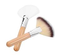 FRCOLOR Cepillo de Cara de Abanico y Brocha para Polvos Fijadores 2 Piezas Tamaño Grande Pelo Nylon Pack de Pinceles de Maquillaje Facial para Mujer Uso Profesional