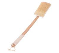 FRCOLOR cepillo de ducha de esponja vegetal cepillo de espalda cepillo de baño de mango largo cepillo de ducha de lufa cepillo exfoliante para la espalda depurador de cuerpo madera Beige