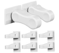 FRCOLOR Cerraduras de Manija de Puerta para Niños Respaldo Adhesivo para 8 Niños Seguras y Confiables, Material Abs Blanco Puertas y Palancas