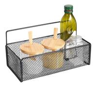 FRCOLOR Cesta Metálica de Almacenamiento para Baño y Cocina, Soporte de Pared Negro Rejilla, 27 X 13,5 CM, Estante Multifunción sin Perforaciones para Hogar