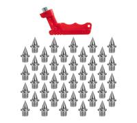 FRCOLOR Clavos de Acero Inoxidable 1/4 Pulg para Zapatillas de Clavos, Kit de 40 Picos Cónicos para Pista y Campo, con Herramienta de Extracción, Repuesto para Zapatos de Golf y Atletismo