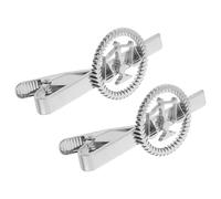 FRCOLOR Clip de Corbata para Hombre Acero Inoxidable Plateado 2 Piezas Diseño Balanza Justicia para Abogados, Jueces y Bodas, Accesorio Profesional Resistente y Elegante