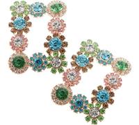 FRCOLOR Clip para Zapatos de Novia 2 Piezas Hebillas Cuadradas Decorativas Cristales en Tonos Azul Verde y Rosa Accesorios Brillantes para Bodas y Fiestas Adornos Joya Reutilizables