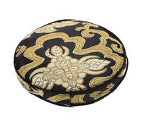 FRCOLOR Cojín Decorativo Para Cuenco Tibetano De Canto Alfombrilla Suave y Cómoda Para Cuencos Budistas Soporte Antideslizante Tapete Artesanal Negro Dorado Accesorio Templo Práctico