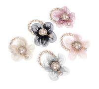 FRCOLOR Coletero para Niña Diseño de Flores y Perlas, 5 Piezas de Tela Cómoda y Resistente, Adecuado para Fiestas y Bailes Varios estilos