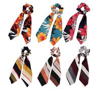FRCOLOR Coleteros Pelo Cinta de Gasa Estampada, Elásticos para Mujer 6 Piezas, Accesorios Decorativos para Cabello, Bandas Lazo, Ideales para Fiestas y Uso Diario Estilo Varios estilos