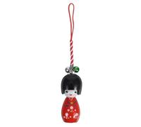 FRCOLOR Colgante de Muñeca Kimono Japonesa Mediana, Llavero para Bolso Hecho de Madera y Poliéster, Colgante Decorativo Rojo para Amuleto de Teléfono Móvil, Accesorio Japonés Auténtico