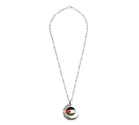 FRCOLOR Collar Con Colgante De Bandera Palestina Calado, Aleación Plateada, Dije Luna Pequeña Para Mujer, Joyería Versátil De Recuerdo, Accesorio Elegante Para Diario y Fiestas