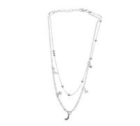 FRCOLOR Collar corto collar con colgante de luna gargantilla con colgante de estrella gargantilla de doble capa joyería del cuello del encanto de la luna aleación (hierro) Plata