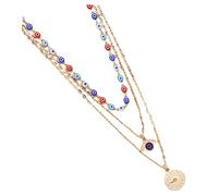 FRCOLOR Collar De Clavícula Collares De Mal De Ojo Multicapa Para Mujer, Estilo Moderno, Aleación Resistente, Accesorios De Moda Para Fiestas y Uso Diario, Color Dorado, Tamaño Ajustable