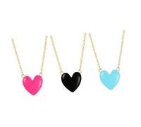 FRCOLOR Collar de Corazón de Aleación 3 Piezas Colgante en Azul Claro Rosa y Negro Gargantilla Delicada para Mujer Accesorio Elegante para San Valentín y Uso Diario