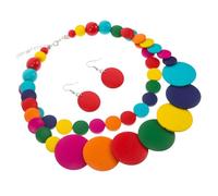 FRCOLOR Collar de Cuentas de Madera Multicolor Grueso Collar Largo Multicapa Bohemio Africano para Mujer y Hombre Gargantilla Llamativa Estilo Étnico para Uso Diario y Fiestas