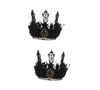 FRCOLOR Coronas Coronas Altas 2 Piezas Para Tiara De Fiesta De Disfraces Accesorios Negros Para Barroca Pelucas Peluquin Novia Tiara Retro Tiara De