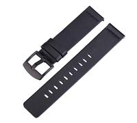 FRCOLOR Correa de Reloj de Cuero Genuino Negro de 18mm, Cómoda y Ligera, para Reloj Inteligente de 42mm y Active 2, Uso Diario