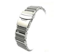 FRCOLOR Correa de Reloj de Malla de Tiburón de Acero Inoxidable de 22 Mm | Repuesto para Pulsera Original, Color Plata, Diseño Simple Clásico Acabado de Lujo