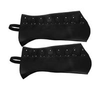 FRCOLOR Cubiertas de Botas Medievales Ajustables Protectores de Pierna Altos Negros Accesorios Góticos para Disfraces Renacentistas y Steampunk para Trajes de Época y Cosplay