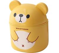 FRCOLOR Cubo de Basura Pequeño de Plástico con Tapa Abatible, Papelera Kawaii de Escritorio en Color Amarillo para Sala, Dormitorio y Oficina, Bote de Basura de Mesa Compacto y Funcional