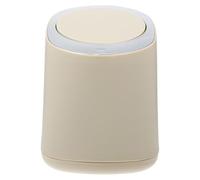 FRCOLOR Cubo de Basura Tipo Prensa con Tapa para Escritorio, Mini Basurero de Mesa Beige de Abs y Pp, Adecuado para Oficina y Hogar Moderno