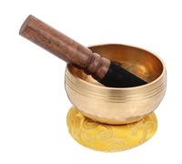 FRCOLOR Cuenco Tibetano de Cobre de 8 Cm para Meditación y Yoga, Juego Mazo y Base, Cuenco de Canto Terapéutico para Relajación y Decoración de Templo Budista Color Aleatorio