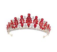 FRCOLOR de Novia Barroca con Rojo Diadema de Cristal Elegante para Bodas Sesiones Fotográficas y Fiestas Accesorio Ligero y Cómodo para Novias y Princesas