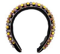 FRCOLOR Diadema Acolchada Gemas de Imitación para Mujer, Tocado Vintage Ancho, Material de Cristal y Tela, Adecuado para Uso Diario y Ocasiones Obsequios