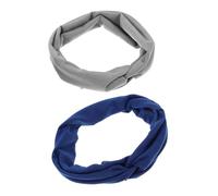 FRCOLOR Diadema Anudada Antideslizante Para Mujer, Turbantes De Yoga Elásticos y Transpirables, Accesorios Cabello, Pack 2 Piezas Gris Claro y Azul Para Entrenamiento Deportivo y Spa