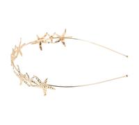 FRCOLOR Diadema Barroca con de Mar y Brillo Accesorio de Pelo Fino para Mujer Tocado Elegante para Boda Fiesta la Playa y Damas de Honor Diseño Atemporal Color Dorado