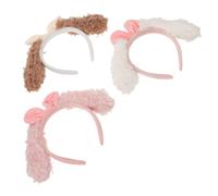 FRCOLOR Diadema Cabello Orejas de Perro de Peluche, 3 Piezas en Colores, Accesorio Ligero para Fiesta, Cosplay y Fotos, Banda Pelo de Cachorro y Tocado de San Valentín