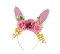 FRCOLOR Diadema Con Orejas De Conejo De Pascua Y Flores De Simulación Adorable Tocado Con Orejas De Conejo Para Mujeres Para Fiestas Y Festivales De Cosplay