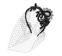 FRCOLOR Diadema con Velo de Novia Diadema de Velo para Boda Tocado Estilo Años Accesorio para Fiesta de Té Malla Negra con Gemas de Imitación