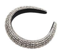 FRCOLOR Diadema de Cristal de Diamantes de Imitación Barroca Diadema Ancha Acolchada con Brillo Ancha con Joyas Accesorios para El Cabello de Fiesta Brillante para Mujeres Blancas
