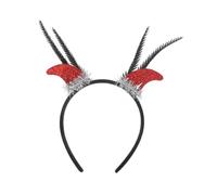 FRCOLOR Diadema de Halloween con Cuernos Rojos y Plumas Accesorio Cosplay para Fiesta Diadema Resistente y Reutilizable para Disfraces y Actuaciones