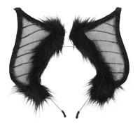 FRCOLOR Diadema de Murciélago Orejas Negras de Tela y Piel Sintética para Disfraz de Halloween y Actuaciones en Escenario Ajuste Cómodo y Diseño Gótico Realista