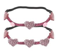 FRCOLOR Diadema de San Valentín Diseño de Corazón Rojo, 2 Piezas Elásticas para Mujer y Niña, Accesorio para Fiesta y Festival, Diademas de Moda Cómodas y Versátiles
