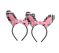 FRCOLOR Diadema Orejas de Cebra para Fiestas, 2 Piezas, Elástica y Adorable, Color Rosa