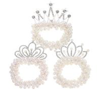 FRCOLOR Diadema para niños con corona y perlas, coletero para niñas, elegante y cómodo