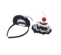 FRCOLOR Diadema para Tarta y Pinzas Pelo para Niñas, Accesorios de Cumpleaños, 2 Piezas, Diseño de Pastel Encaje, Clip Seguro y Suave para Fiestas Infantiles