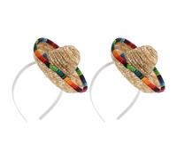 FRCOLOR Diadema Sombrero Mexicano de Paja Mini 16 Cm 2 Piezas para Disfraz de Fiesta Cinco de Mayo Accesorios para Fotos Mascotas Regalos Fiesta Mexicanos