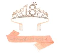 FRCOLOR Diadema y Banda de Cumpleaños para Niña Conjunto 2 Piezas Adorno Dorado y Estampado de Letras Accesorios para Fiesta y Decoración de Cumpleaños Infantil