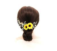 FRCOLOR Diadema y Elegante Ligera Dorada Perlas de Girasol y Decorativa y Cristal Tocado Creativo para Fiestas y Bodas para Mujer