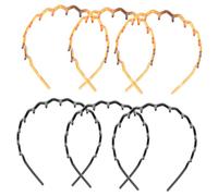 FRCOLOR Diademas Antideslizantes Cabello 6 Piezas, Ancho Con Dientes Para Mujer y Niñas, Sujetador Estable Para Lavado De Cara y Ejercicio, Colores Negro y Marrón