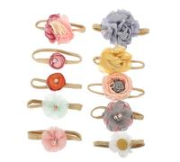 FRCOLOR Diademas Para Bebés Niñas Flores Elásticas, Suaves De Nylon, Color Floral, Set De 10 Piezas Para Recién Nacidas y Niños Pequeños En Baby Shower y Cumpleaños