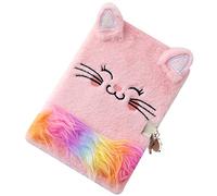 FRCOLOR Diario de Peluche de Gato con Cerradura y Cuaderno Infantil para Escritura Dibujo y Notas Diario Secreto para Color Rosa