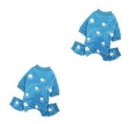 FRCOLOR Disfraz de cachorro de 2 piezas, traje de dormir cálido para cachorros, camisón de algodón, traje azul, abrigo de invierno para cachorros, pelele de pijama, traje de tanque, ropa de salchicha,