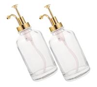 FRCOLOR Dispensador de Jarabe de Vidrio 500ml Bomba de Acero Inoxidable, Diseño Único y Elegante para Uso Multifuncional en Cocina y Cafetería, Paquete de 2 Piezas