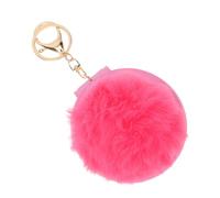 FRCOLOR Espejo Compacto De Maquillaje Llaveros De Peluche Suave y Espejo Pvc Adorno De Bola De Pelo Para Bolsos y Viajes