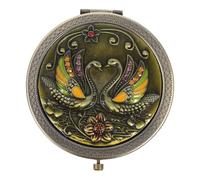 FRCOLOR Espejo de bolsillo plegable de metal vintage espejo cosmético de doble cara vintage espejo plegable compacto para viajes y bolso