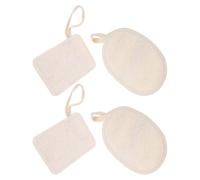 FRCOLOR Esponjas Exfoliantes de Lufa Natural para Ducha 4 Piezas, Discos y Cuadrados de 9x14 Cm, Esponja Vegetal Beige para Exfoliación Facial y Corporal, Limpieza Profunda para