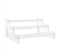 FRCOLOR Estante de Exhibición Acrílico de 3 Niveles, Soporte Transparente para Joyería y Figuras, Organizador para Colección en Hogar y Tienda, Contenedor de Almacenamiento Multicapa