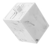 FRCOLOR Estuche para Hisopos de Algodón Pequeño de Resina Diseño de Mármol Blanco, Caja Organizadora Compacta para Baño, Contenedor Práctico para Palillos y Discos de Algodón, Accesorio